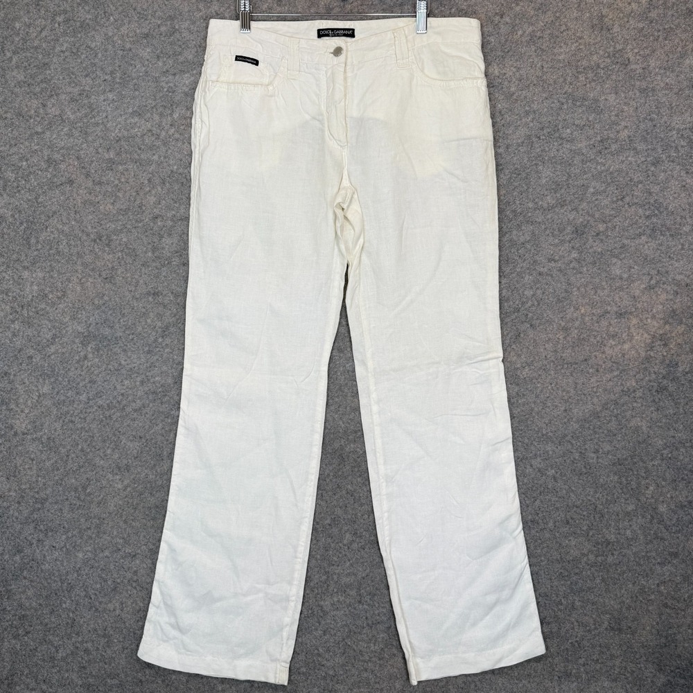 Dolce & Gabbana 100% Linen Pants Womens 46 (US 14 XL) Straight W33 33x32 Italy